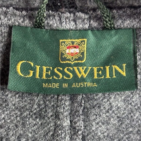 Giesswein Austrian Boiled Wool Hooded Coat Size 36 Gray Black Double Breasted - Picture 2 of 10